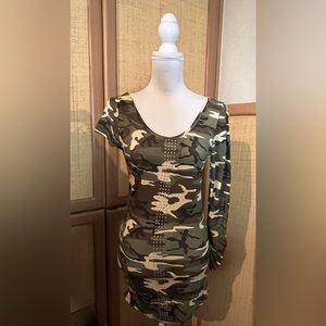 NWT Camo Rhinestone Bodycon Dress size L